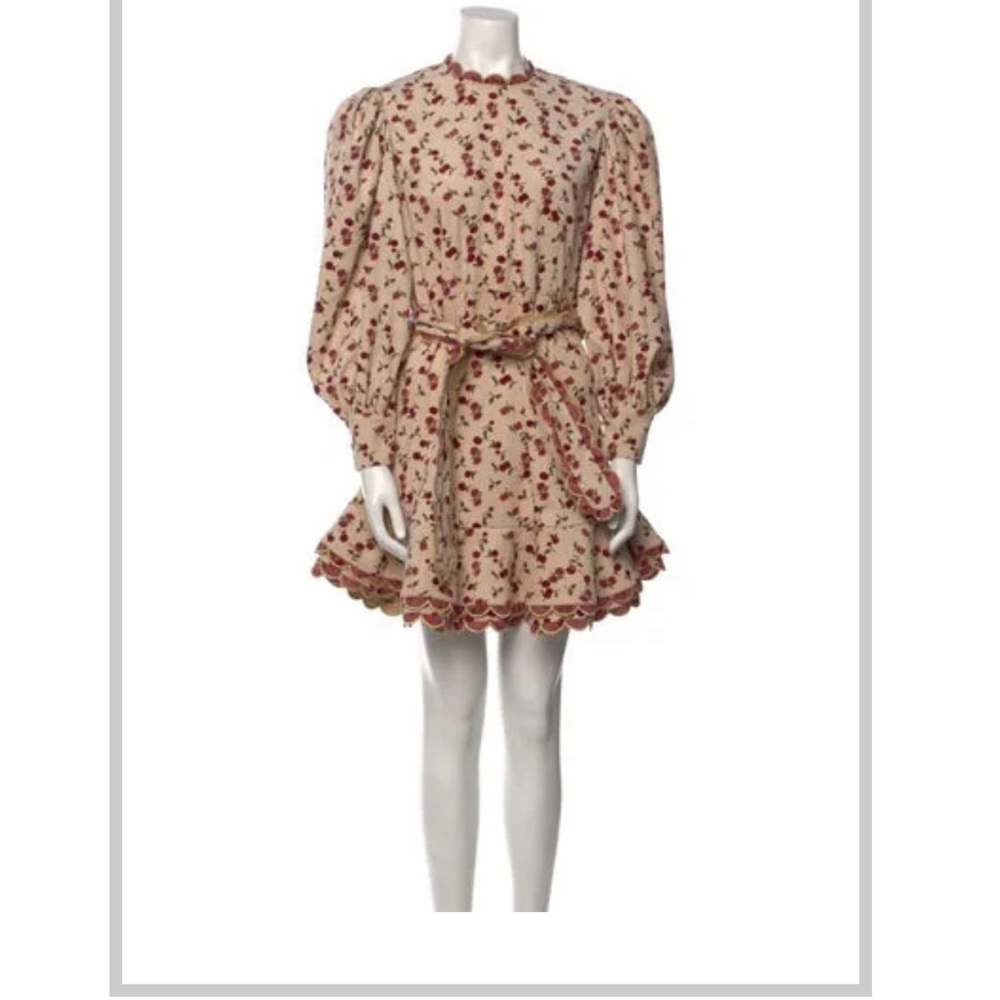 Floral Puff Sleeve Dress with Belt